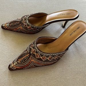 Diba Far East , Bronze Satin Sequins Mule Healed, women’s 8.5 ,Amazing condition